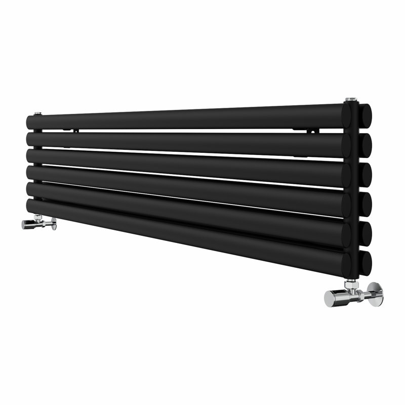Brunella Oval Panel Radiators, Black, 35.4cm H x 180cm W x 7.8cm D