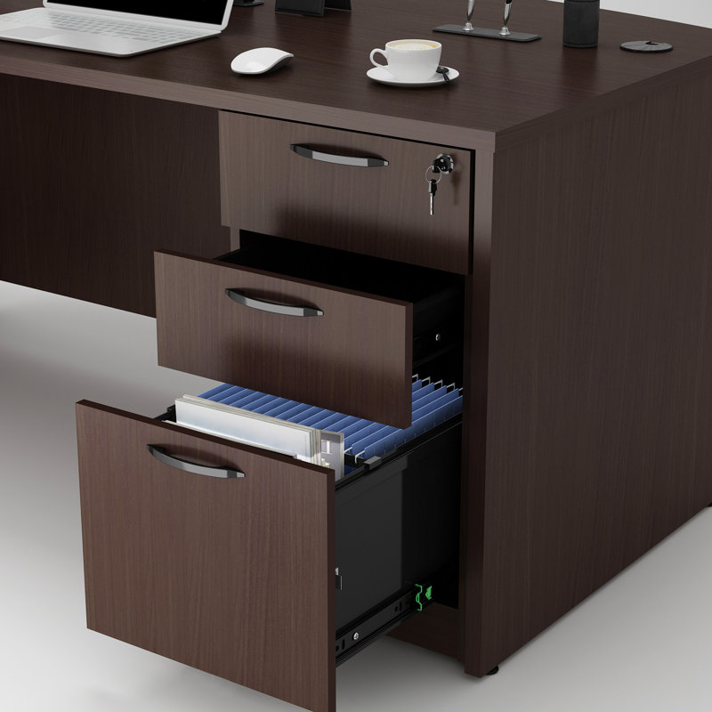  Parven Vertical Filing Executive Desk, Espresso