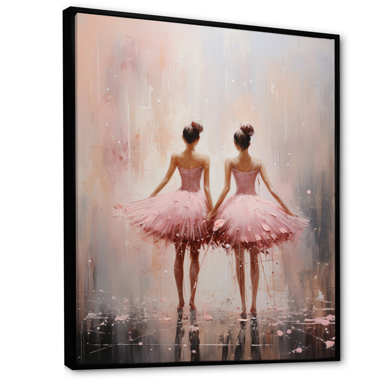 Danse de ballet rose II - impression, H 20 po x l 12 po x P 1 po, Cadre flottant noir