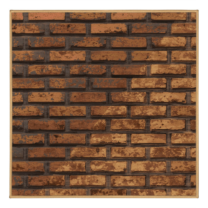 Soft Plush Ealey Industrial Brick Area Rug in Brown – LightBrown Binding, 7' Square
