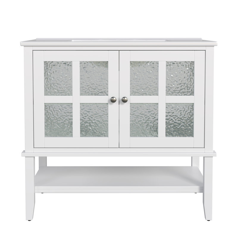 Meuble-lavabo 36 po avec comptoir en céramique, Blanc