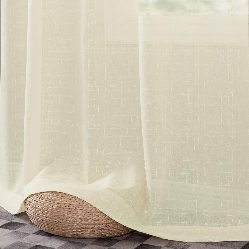 Sheer Curtains Voile Drapes For Living Room, 52" W x 84" L, Beige