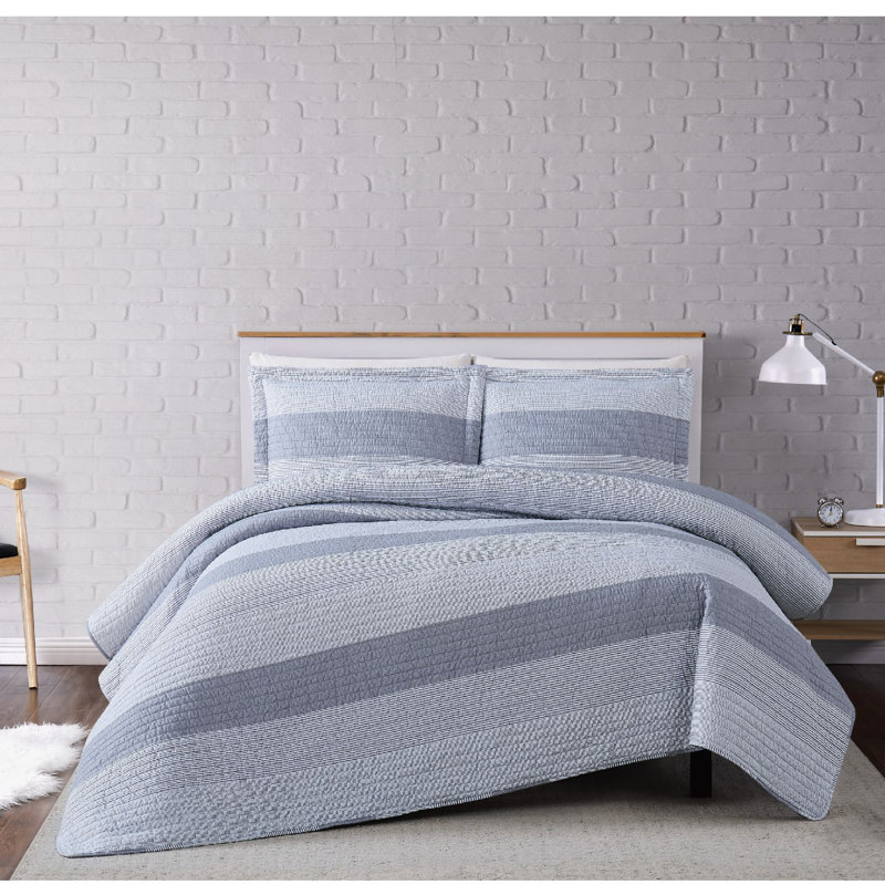 Ensemble de compartiments multi-rayures vraiment doux, Courtepointe double / grand et 2 taies décorative