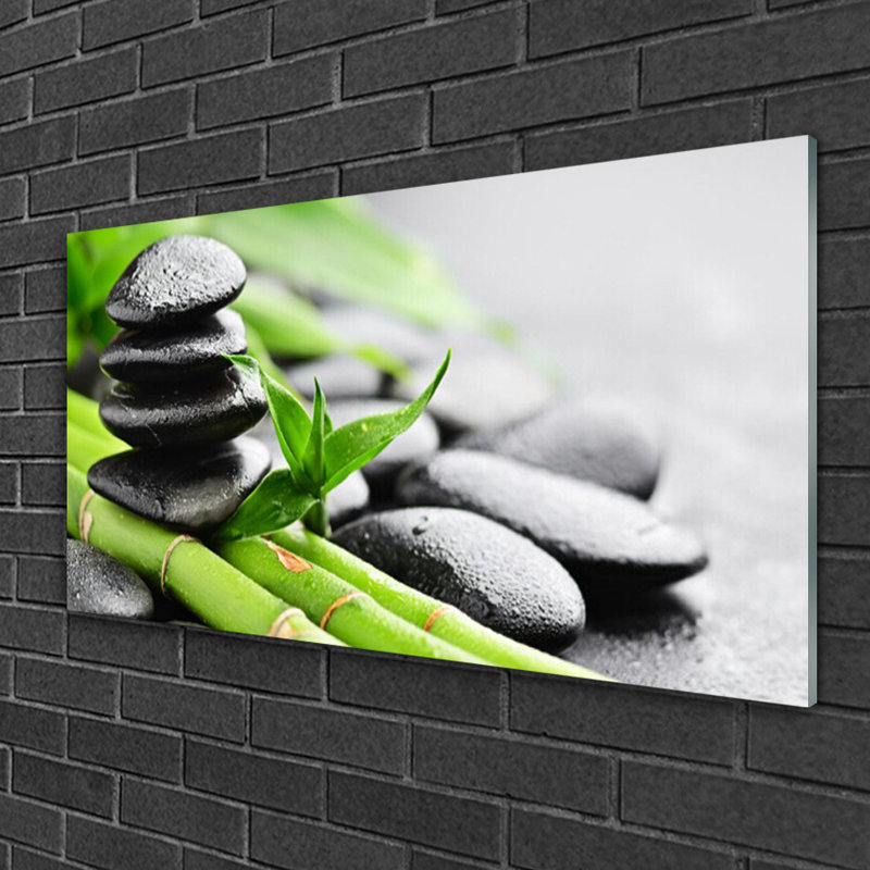 Floral Bamboo Tube Stones - No Frame Print on Glass