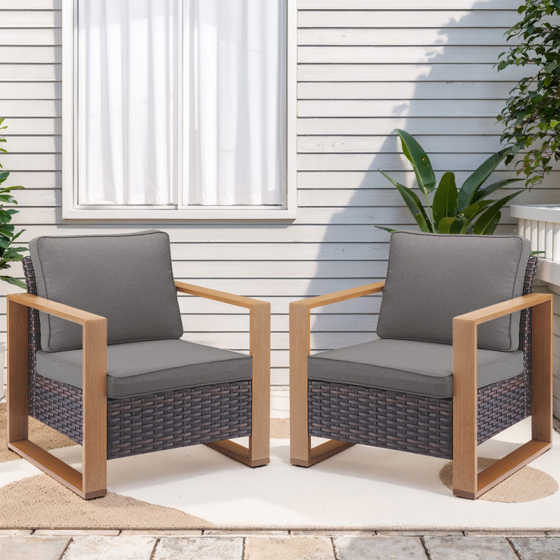 Kelyse Outdoor Lounge Chair, Brown Frame/Gray Cushion