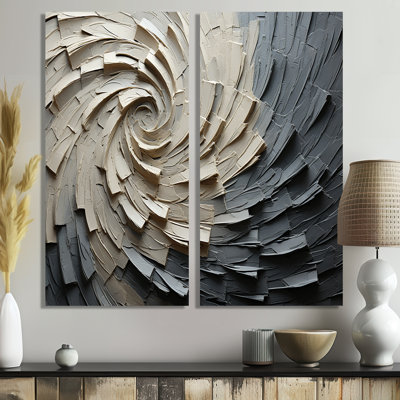Grey Beige Meditative Movement III - Large Abstract Spirals Wall Art