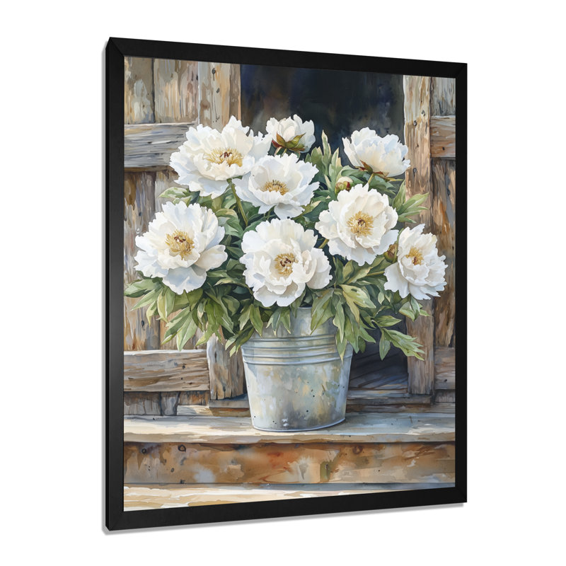 Carla - art mural floral, Impression d'un seul cadre photo, H 44 po x l 34 po, Noir, noir, noir, noir