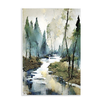 Az-355-Framed " Watercolor Creek Landscape " by Ray Powers