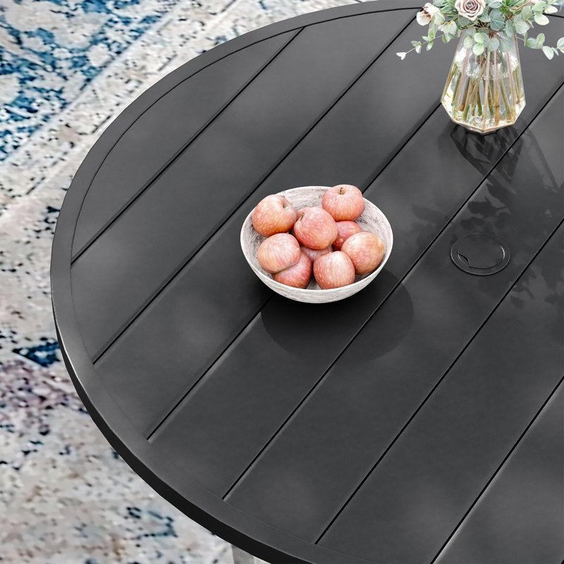 Ensemble repas 60 po pour 8 personnes avec chaises pivotantes, Noir / brun