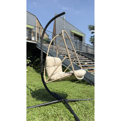 Balancelle d'intérieur et d'extérieur avec support, support de type C, coussin, coussin et porte-gobelet, structure en métal, coffre-fort pour rassemblement familial, chaise à œufs de patio, design, sièges confortables, rangement pliable,