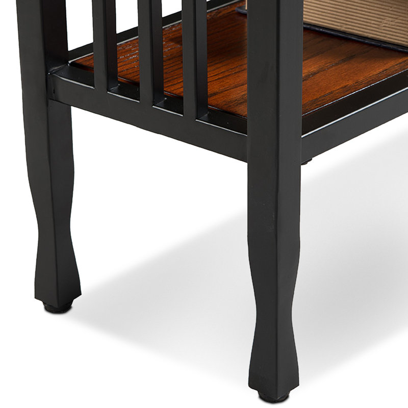 Table de chevet étroite Evie Ironcraft, Chêne mission / noir mat