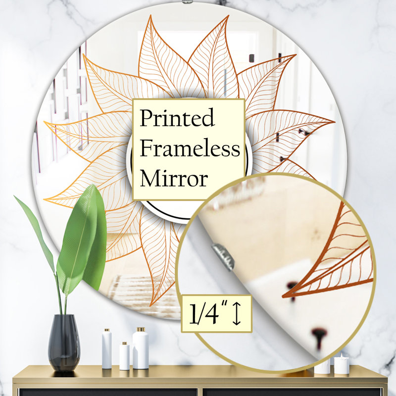 Flore de plante avec mandala - miroir glam, H 23,6 po x l 23,6 po