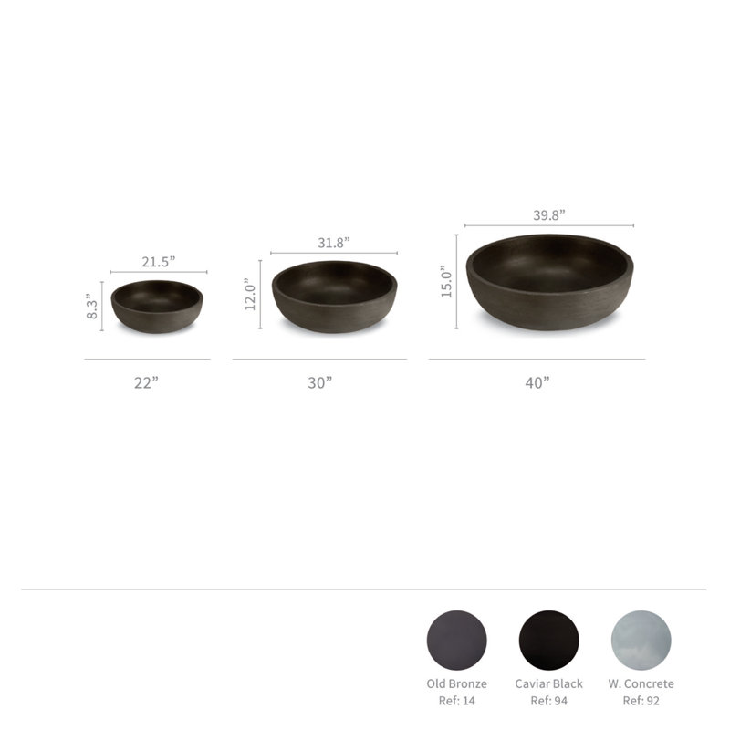 Orinoco Plastic Pot Planter, Old Bronze, 15" H x 39.75" W x 39.75" D
