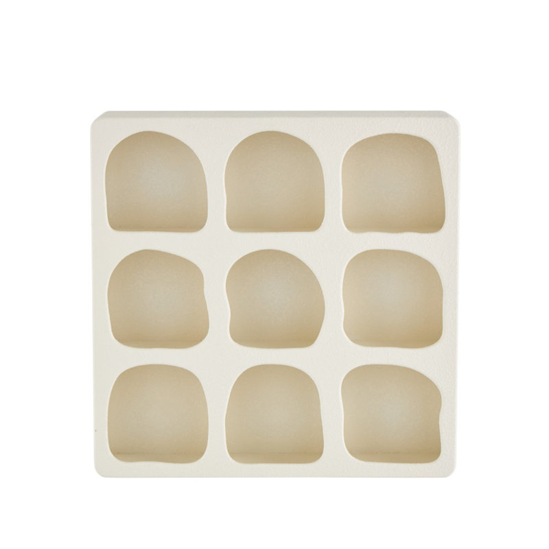 Cole And Grey Wood 9 Shelf Geometric Wall Shelf, Cream