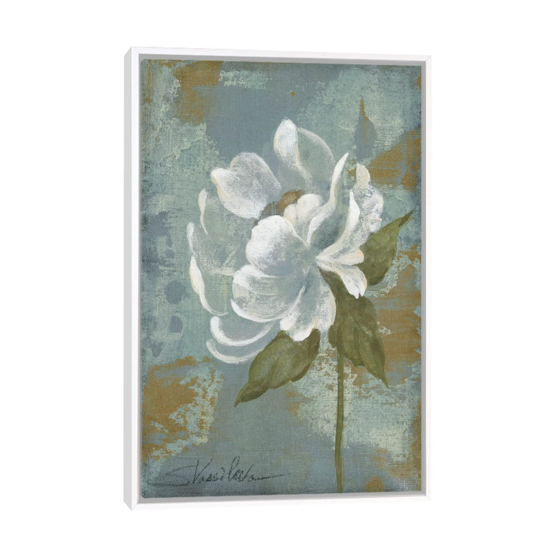 «Peony Tile II» par Silvia Vassileva - reproduction d'art, H 60 po x l 40po x P 1,5 po, Toile blanche encadrée, Aucun mat