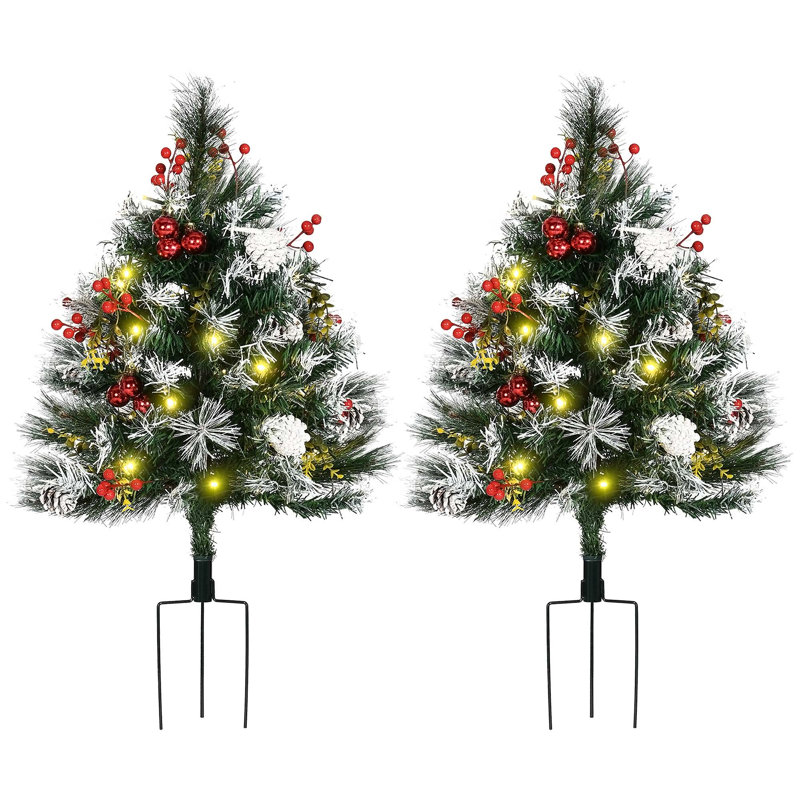 Arbre de Noël artificiel régulier (double) avec blanc Aiguilles vertes