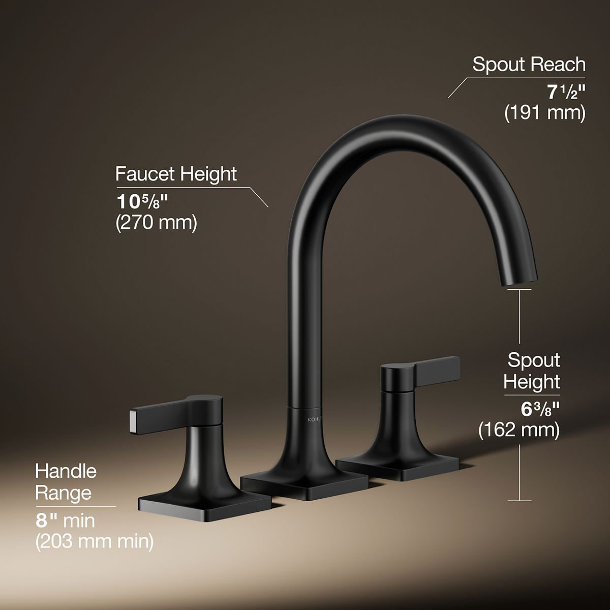 Venza Deck-Mounted Bath Faucet, Matte Black