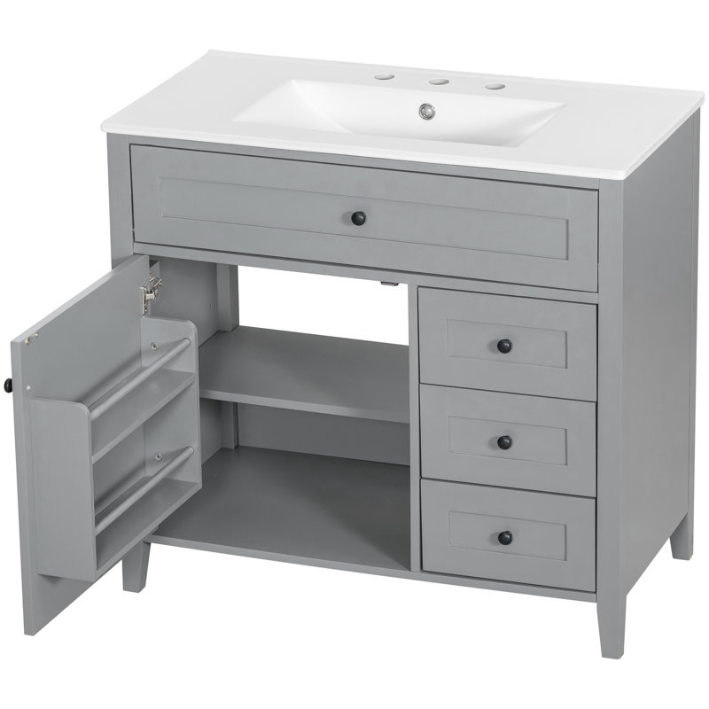 Meuble-lavabo 36 po avec lavabo, Gris