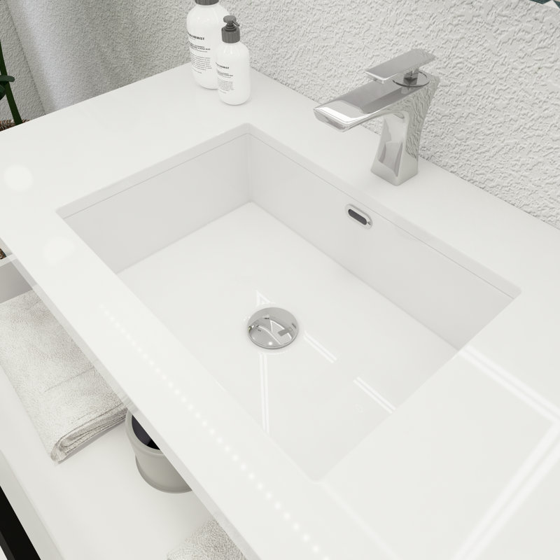 Amahd Single Bathroom Vanity with Acrylic Top, High Gloss Black