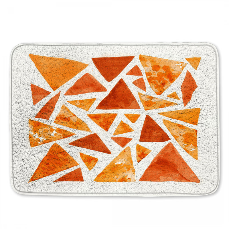 Orange Triangle Shapes Bath Mat, 34in W x 21in L