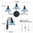 25.5" Wide 3-light Vanity Fixture, Black Frame And Blue Glass UL Listed-257574600-257574601-257574602