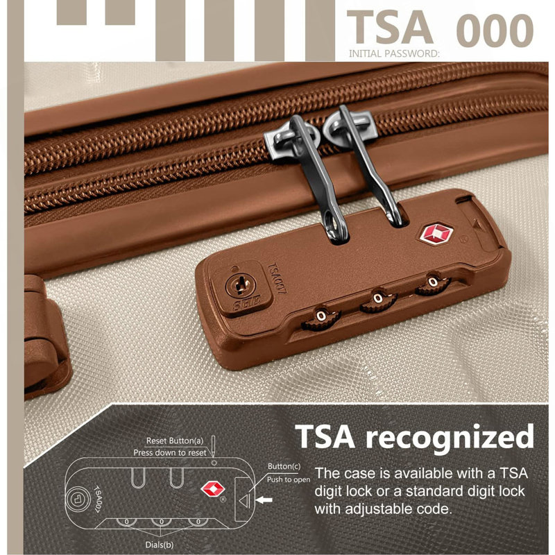 Ensemble de 6 valises avec sacs de voyage, valises rigides extensibles avec roulettes à verrou TSA, Crème