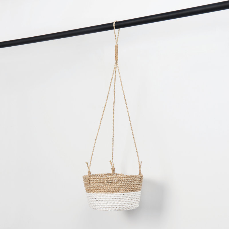 Panier en ruppie maritime, Blanc / Brun