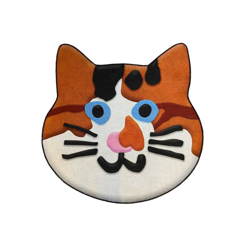 Orange Cute Cat Figured Carpet, Novelty 2' x 2'8"