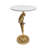 D14x22.5" Gold Aluminum Parrot Sculptural Side Table with White Marble Top