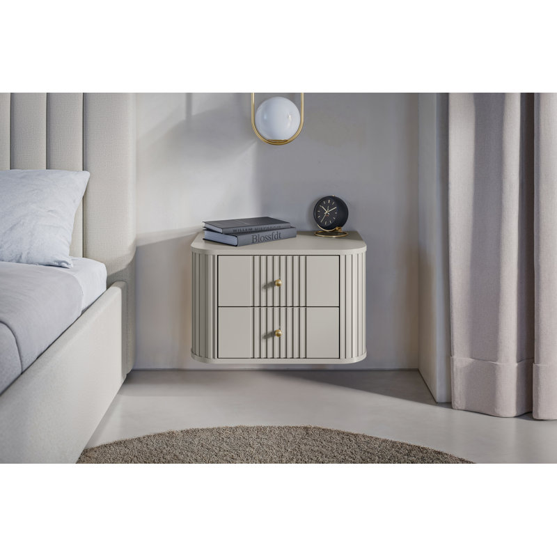 Dayzee 56cm W Manufactured Wood Bedside Table, Cashmere/Gold, Cashmere, Cashmere
