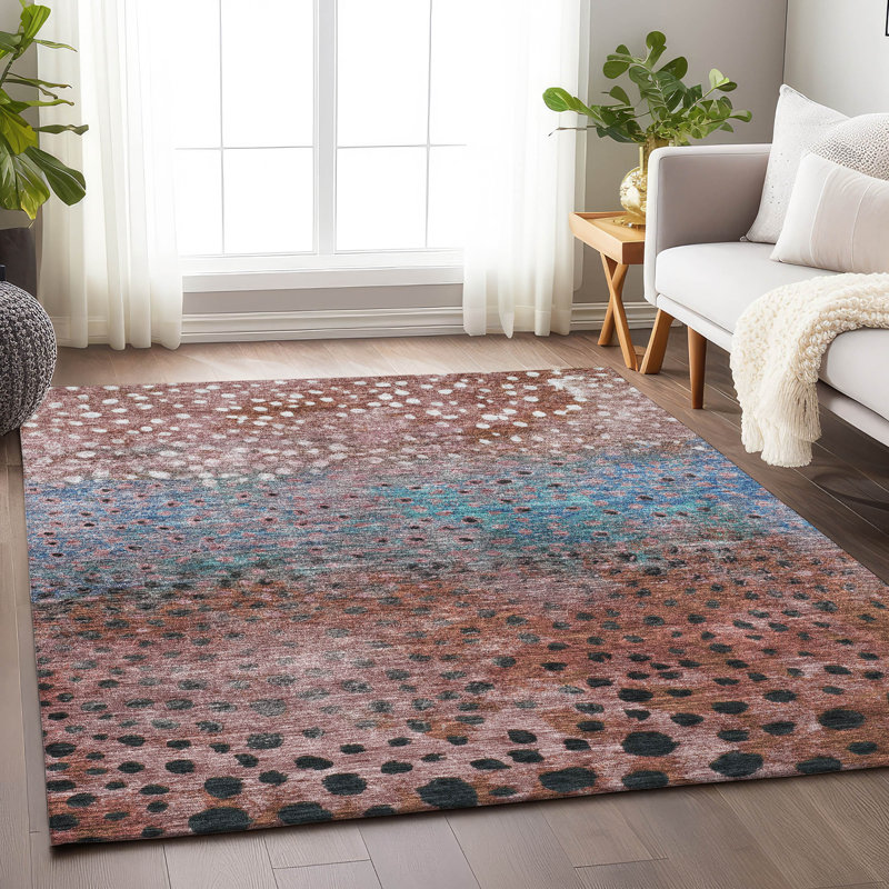 Nuvane Orange Washable Indoor-Outdoor Rug - , 10' x 14'