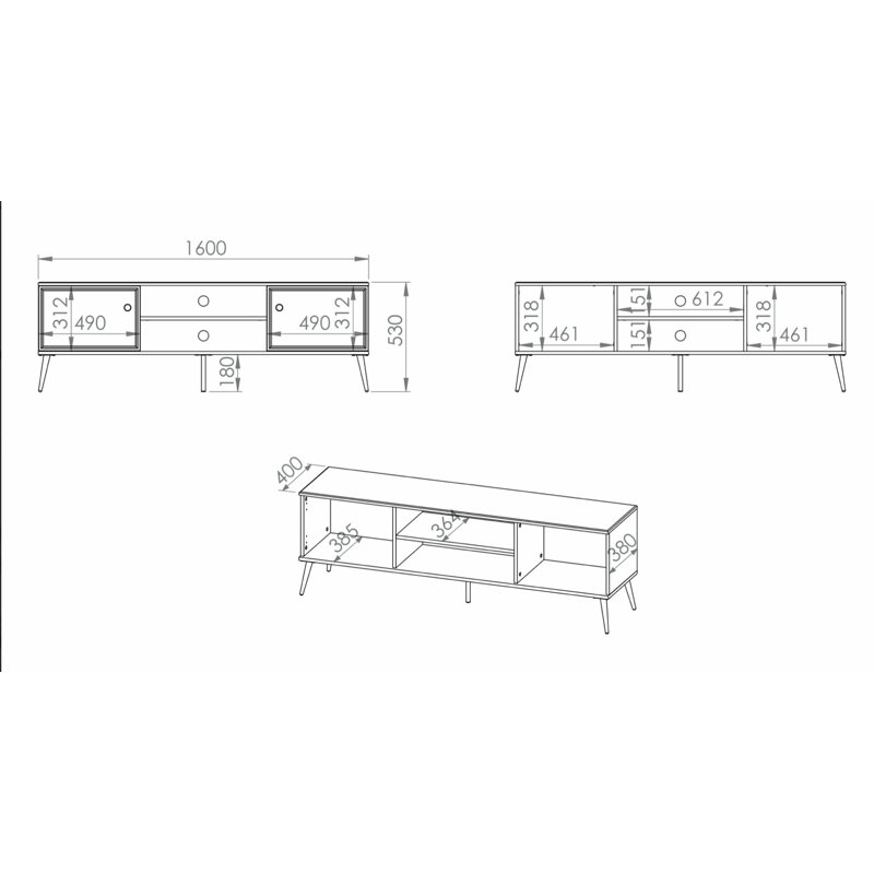 TV-LOWBOARD Darrby 160 cm, White