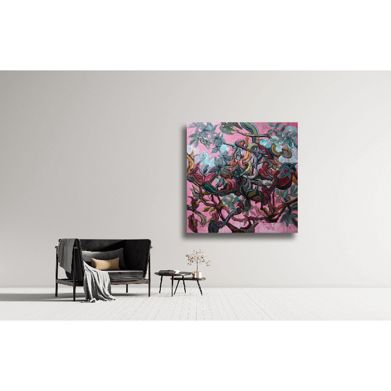Aviary II - Artist Enhanced Canvas Print, 48" H x 48" W x 1.5" D, Wrapped Canvas