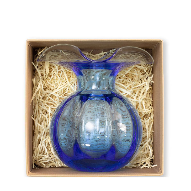 Hibiscus Glass Vase, Cobalt, Overall height- 10''