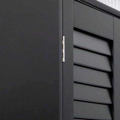 Black Freestanding Cabinet With 2 Cabinets,Tall Narrow Bathroom Storage Cabinet With Doors And Shelf Adjustability