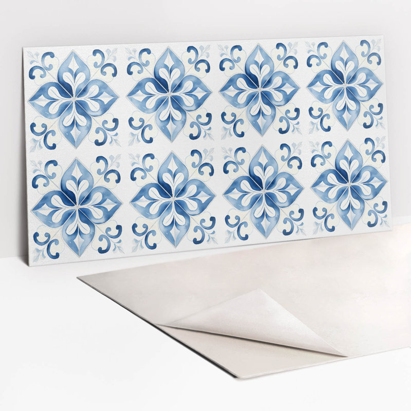 Self Adhesive Vinyl Splashback Wall Panel Sticker Tile Peel Stick 100x50 cm Watercolor ornament