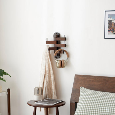 Latitude Run® Swivel Coat Rack Oak Coat Hooks For Wall, Wood Wall