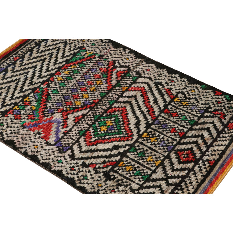 Moroccan Hand Knotted Geometric Area Rug, Rectangle 10' x 14'