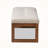 Yancey Walnut Wood Bench Upholstered in Light Beige Fabric, 17.11" H X 51.97" W X 18.73" D