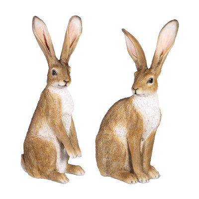 Ornamental Hares Garden Statue, Set of 2