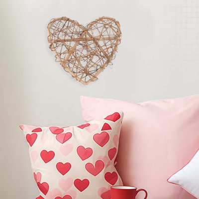 Valentine's Day Rustic Grapevine Wreath Vine Heart Lightweight Wreath Pendant DIY Wicker Natural Garland For Door Wall