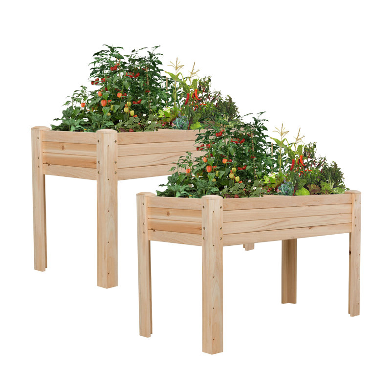 Windom Wood Raised Garden Bed With Liner & Drainage Holes (Set of 2), 30" H x 48" W x 22" D