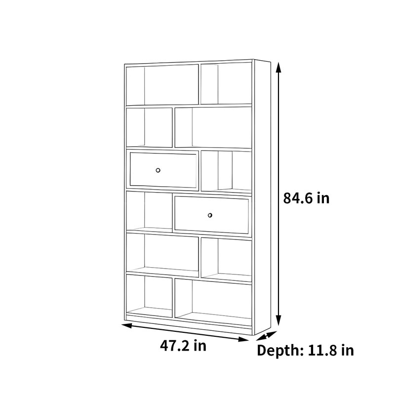 Patnaude, (6 Shelves) 84.6"H x 47.2"W x 11.8"D