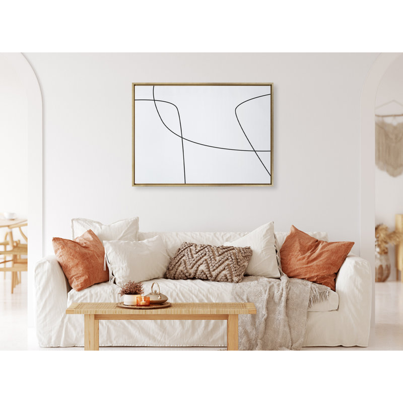  Sylvie Modern Line, abstrait de 3 toiles encadrées par Creative Bunch Studio, Or