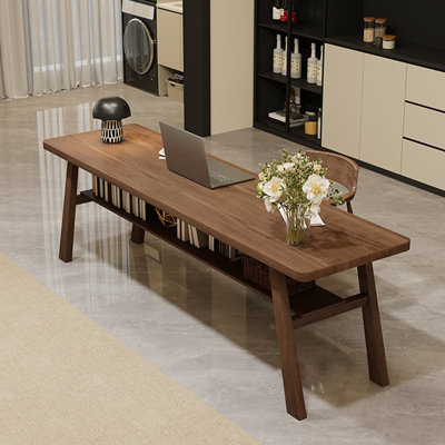 Light-walnut Rectangular Solid Wood desk