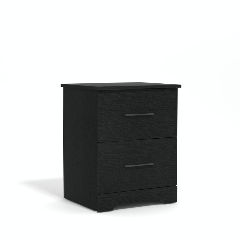 Arkia 23.7" H 2-Drawer Manufactured Wood Nightstand, Black, Individual