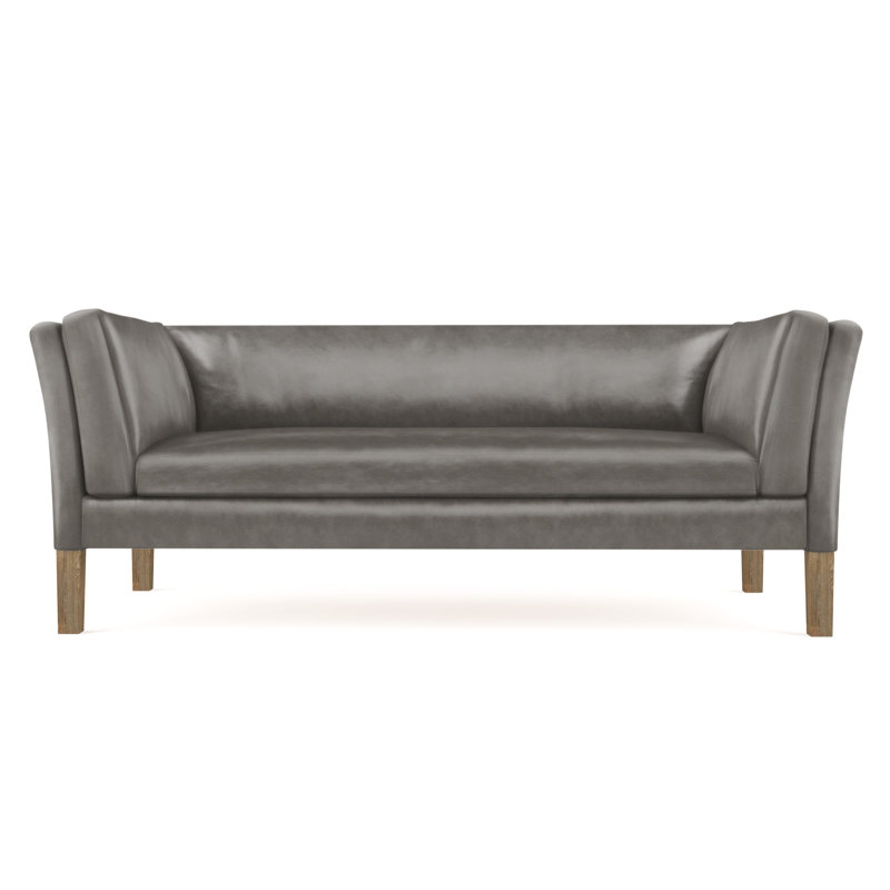 Charlton Flared Shelter-Arm Sofa, Vintage Leather Pumice, Natural, 31" H x 108" W x 33" D