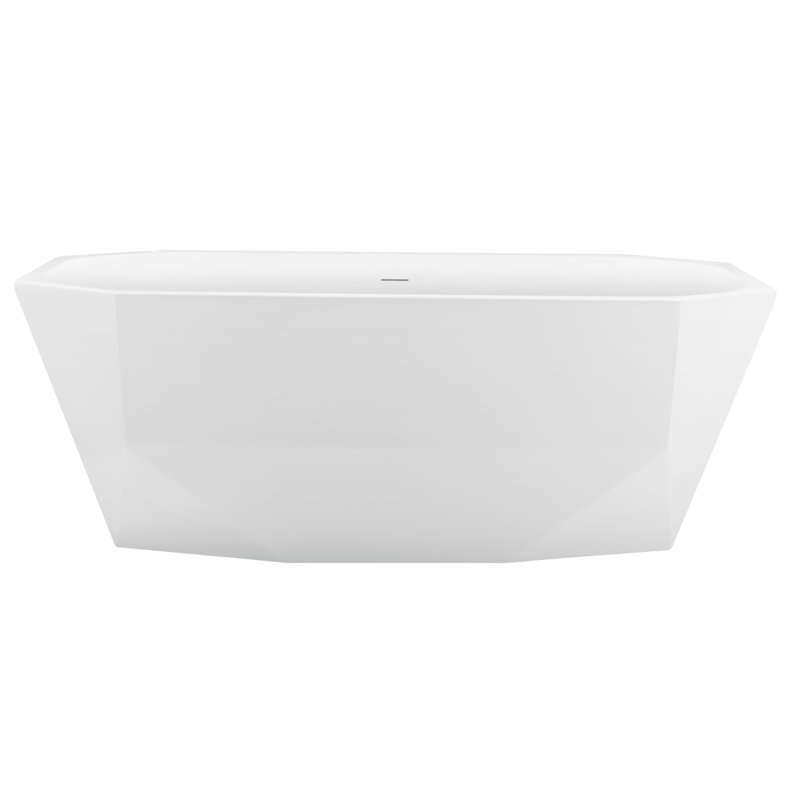 63'' x 29'' Freestanding Soaking Acrylic Bathtub With Chrome Drain and Overflow