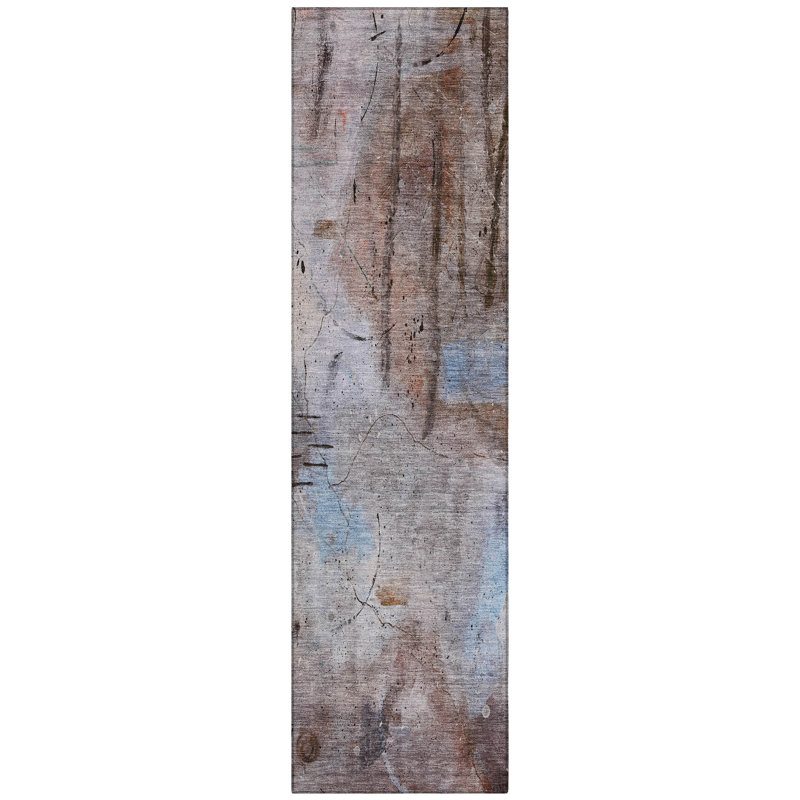 Machine Washable Indoor/Outdoor Xhevrie Taupe Rug, Runner 2'3" x 7'6"