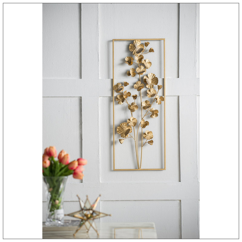Gold Metal Tree Flower Wall Sculpture for Nursery